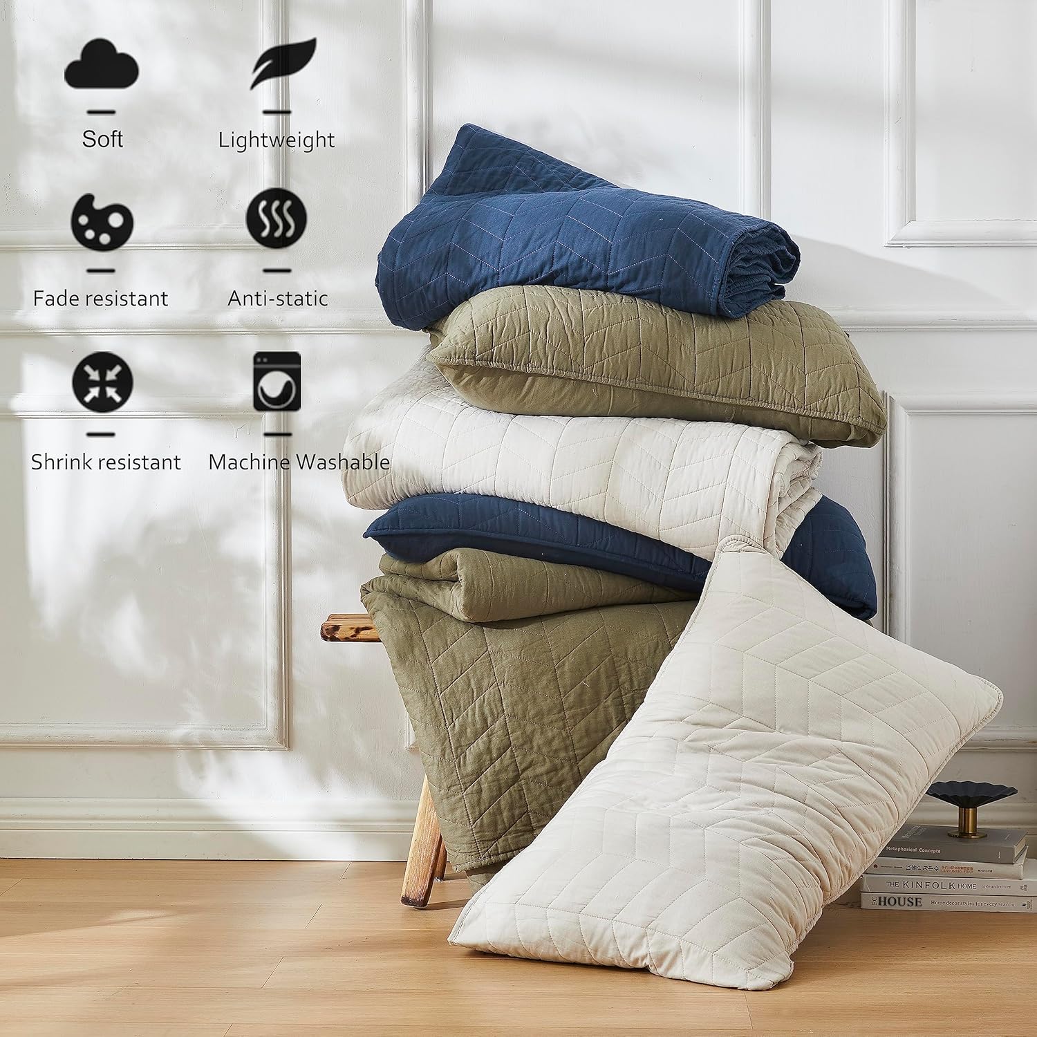 Palassio Beige Quilt Set Cal King Size with Pillow Shams