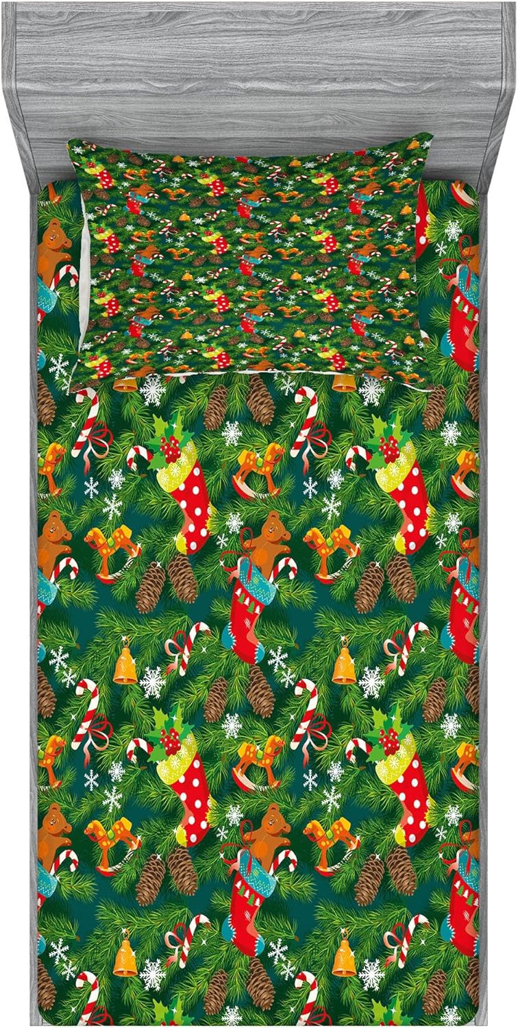Ambesonne Christmas Sheet Pillow Sham Set Twinxl Size