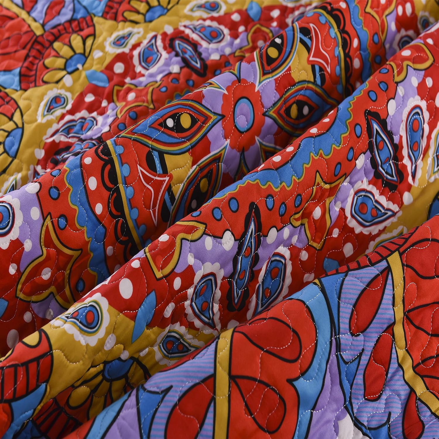 LAMEJOR Boho Mandala Reversible Quilt Set Queen Size