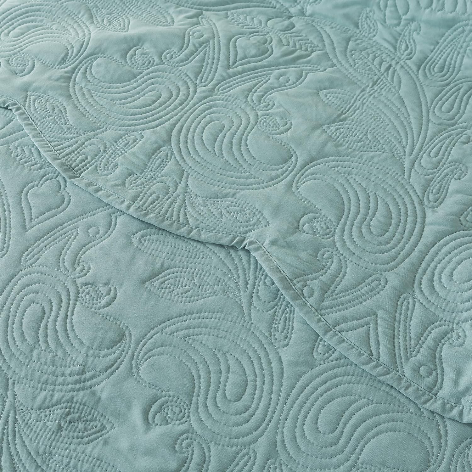 HoneiLife King Quilt Bedding Set - 3 Pieces Silt Green Microfiber Quilt