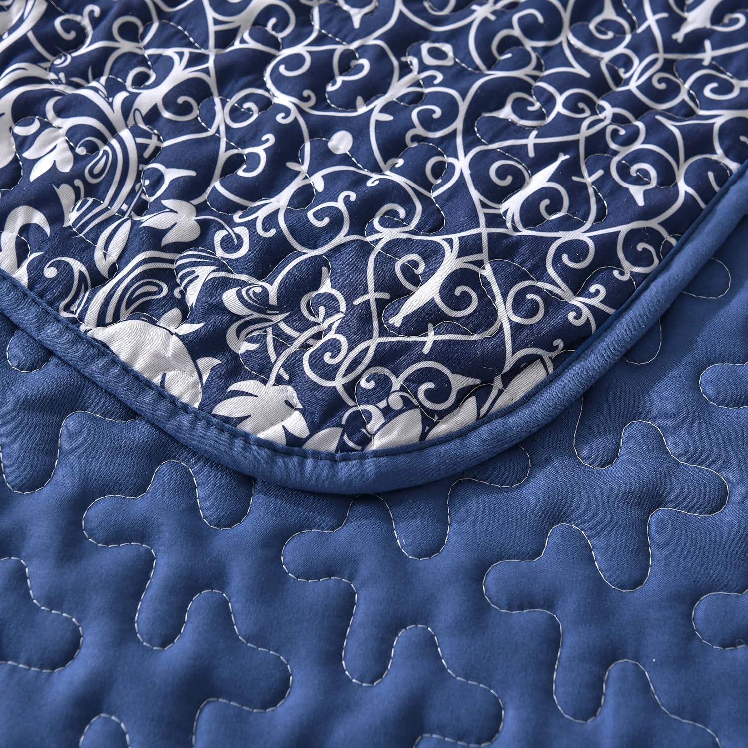 DJY Navy Quilt Set King Size 3 Piece