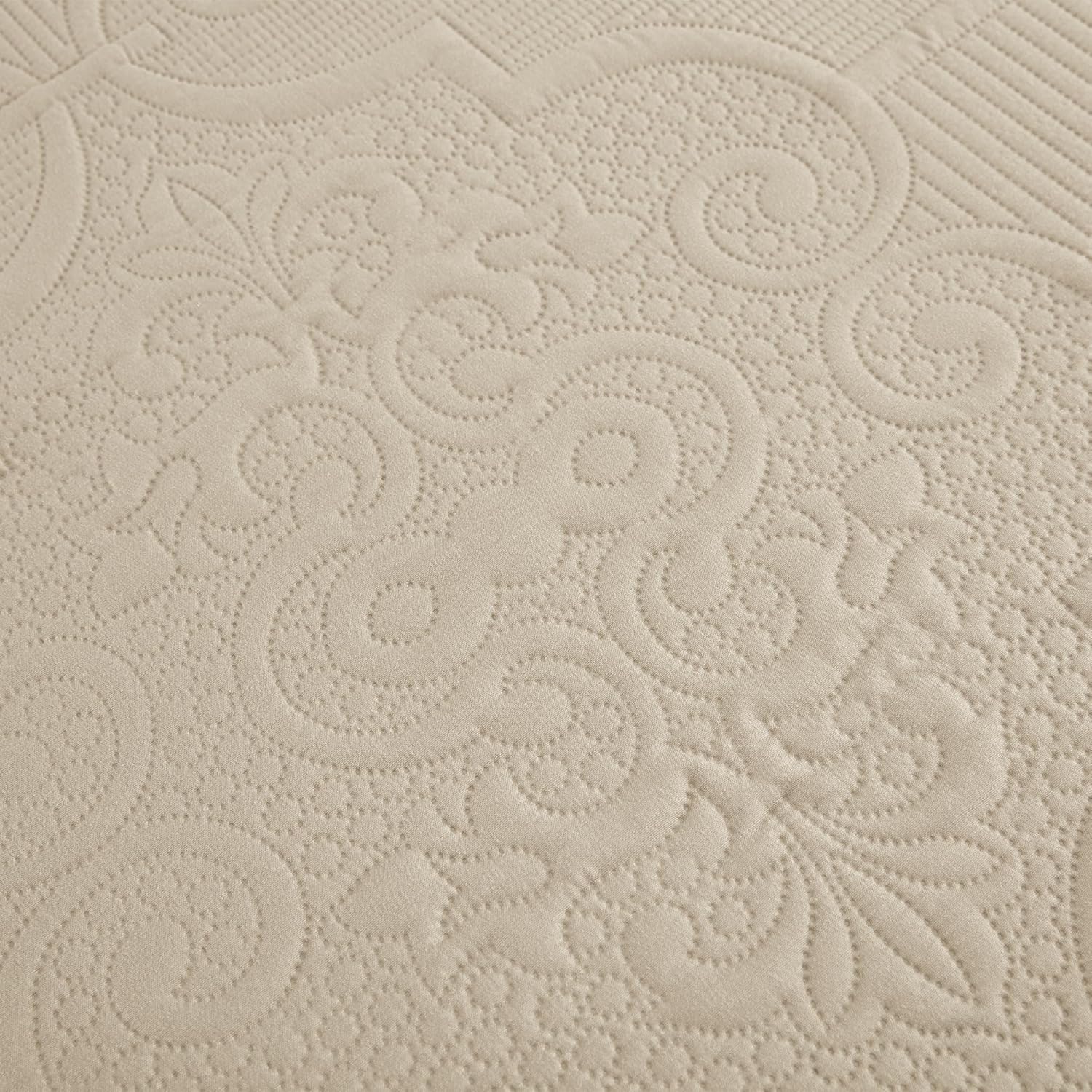 CHIXIN California King Quilt Set - Damask Paisley Coverlet with Ultrasonic Quilting