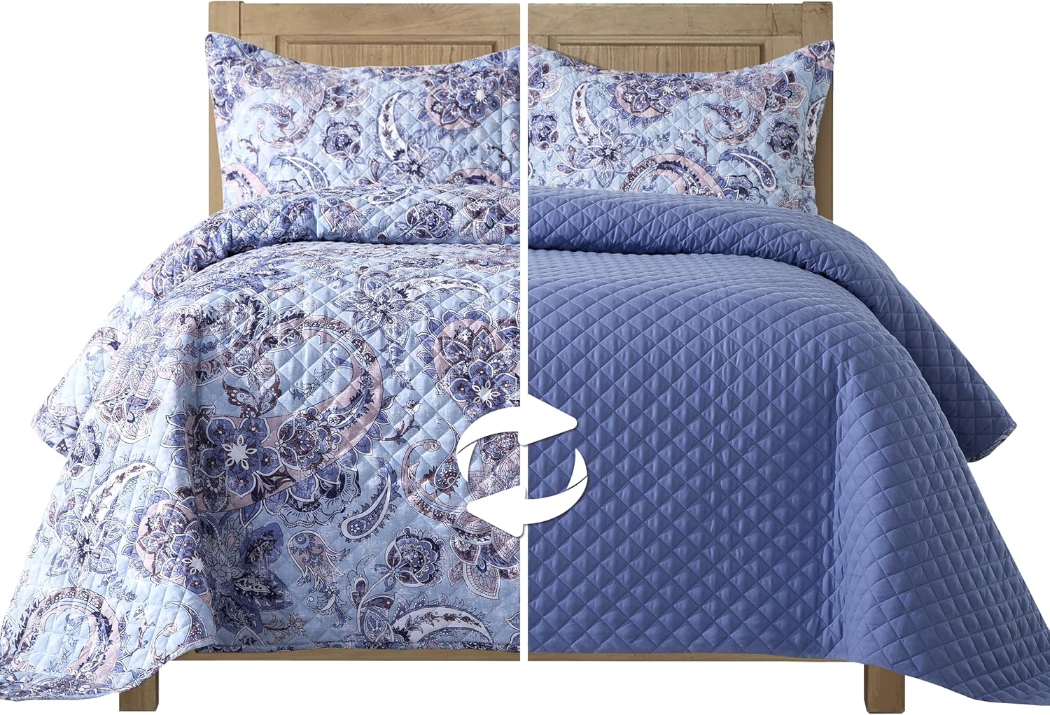Elegant Comfort 3-Piece Reversible Floral Paisley Bedspread Set