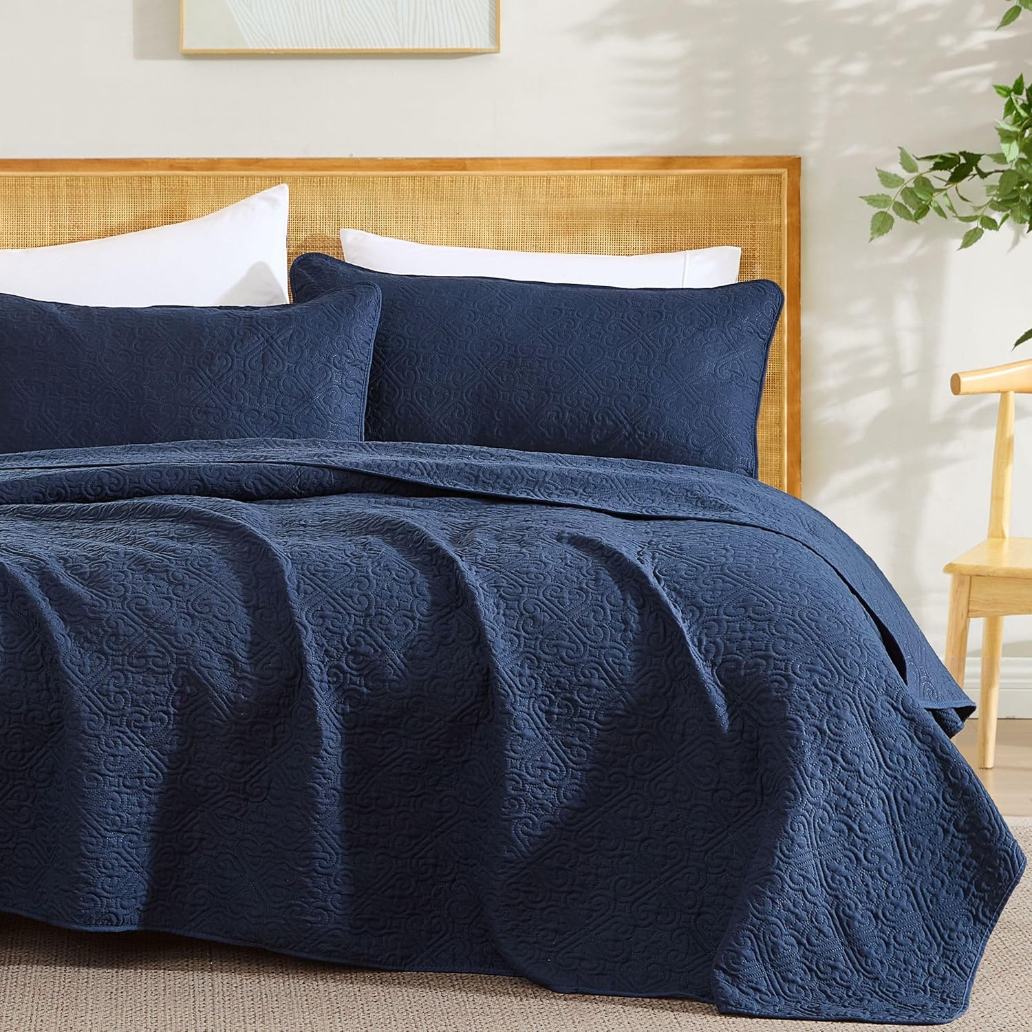 HLCME Lorenzo 3 Piece Quilt Set Navy Blue