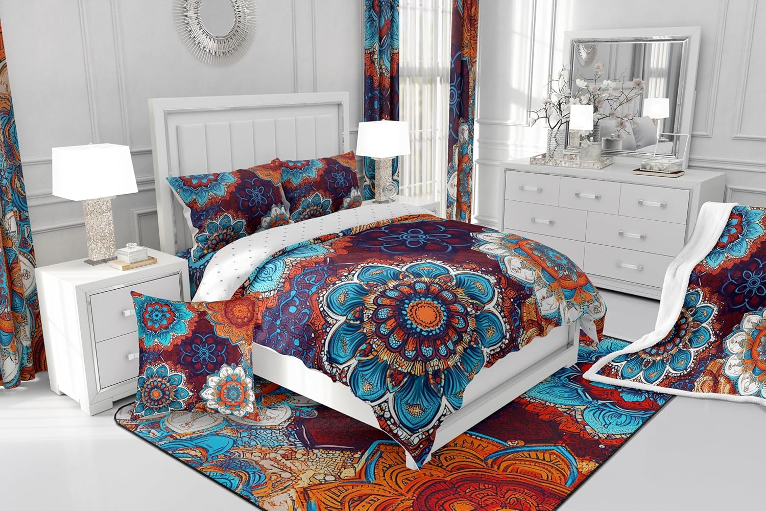Erosebridal Boho Flower Duvet Cover Set Full Size