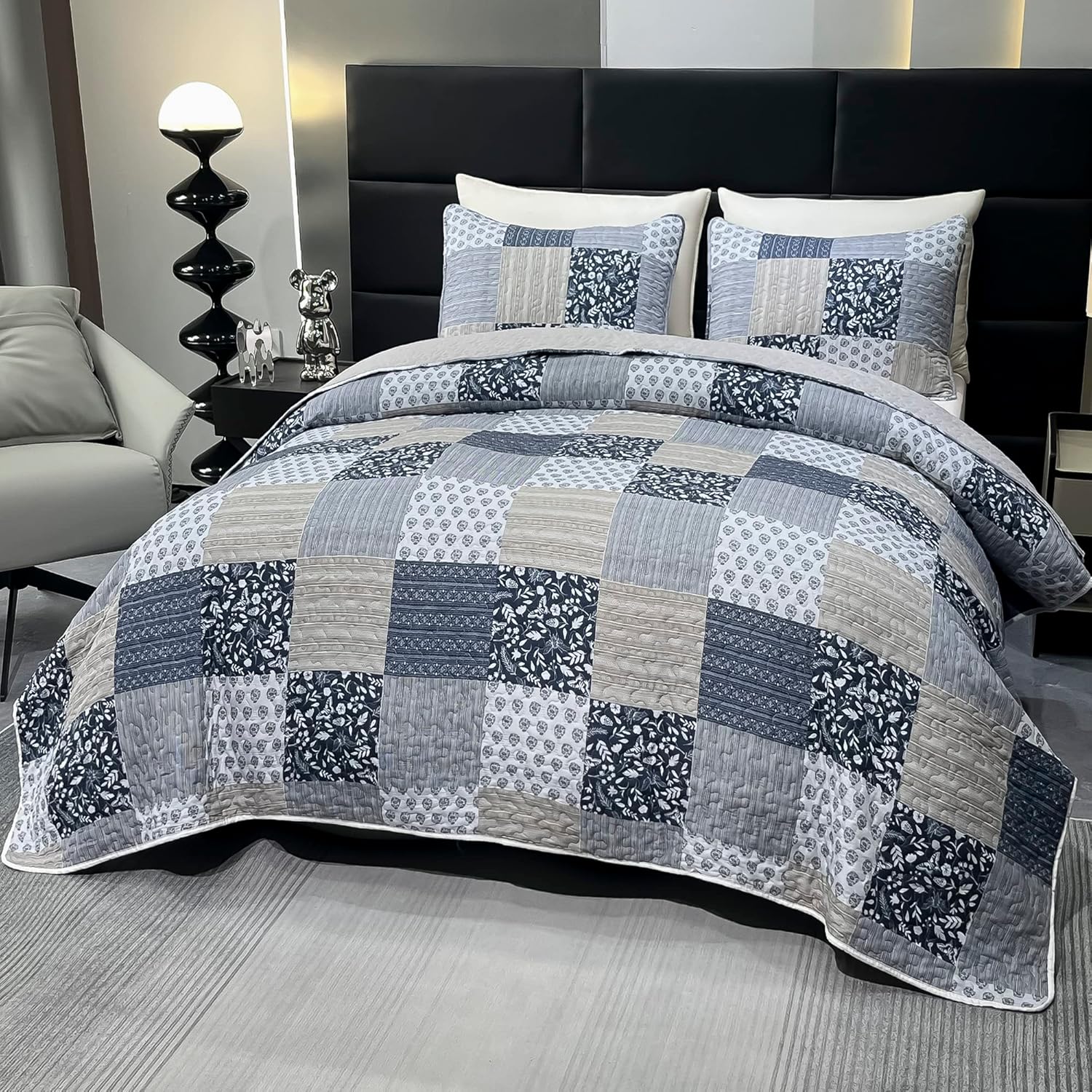 VIVILINEN Alaska King Quilt Set 3-Piece Reversible