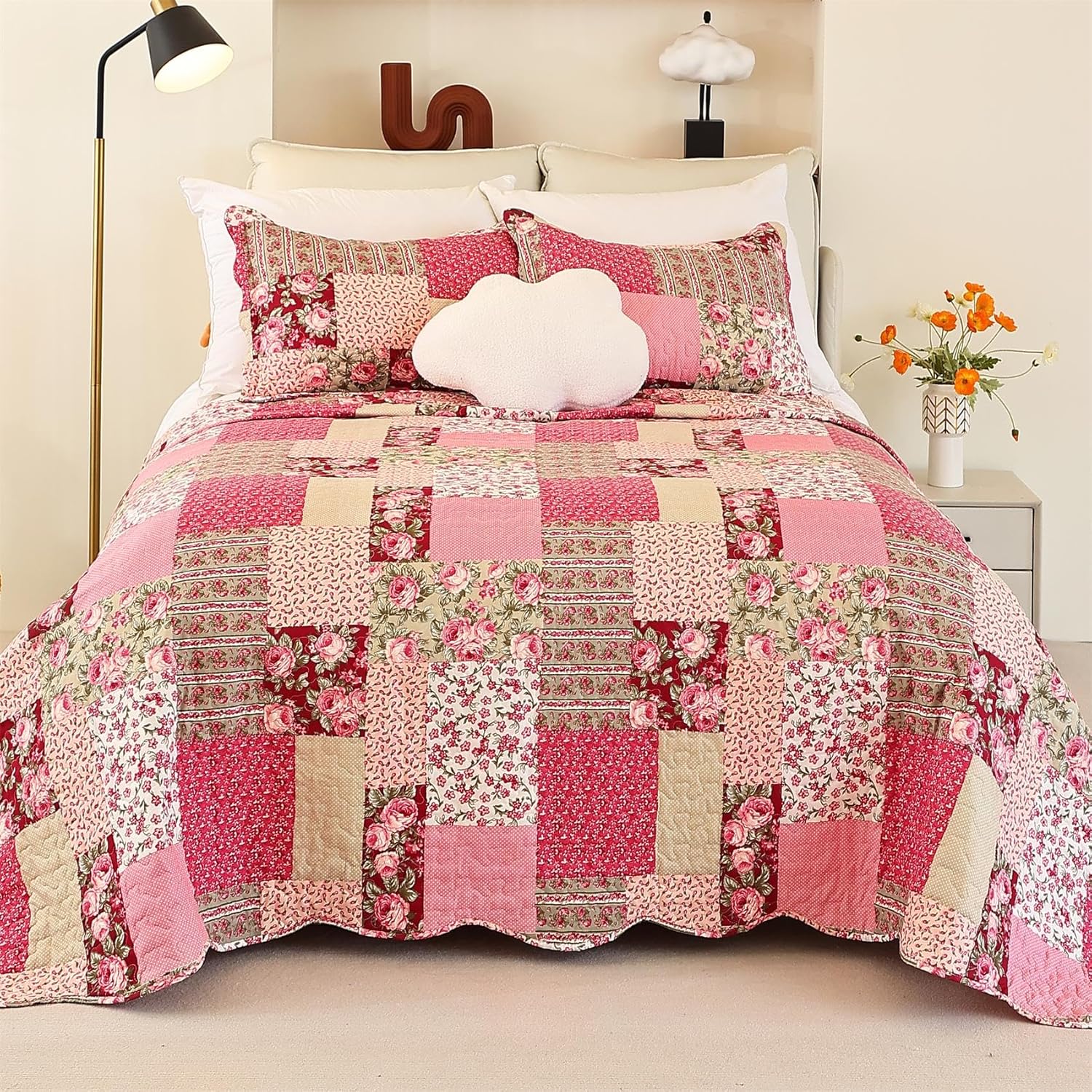Cmfshape Summer Floral Oversize King Quilt Set