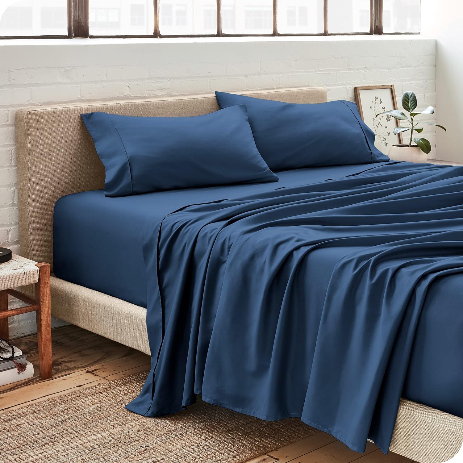 Bare Home Microfiber Sheet Set with Comforter Set King Dark Blue