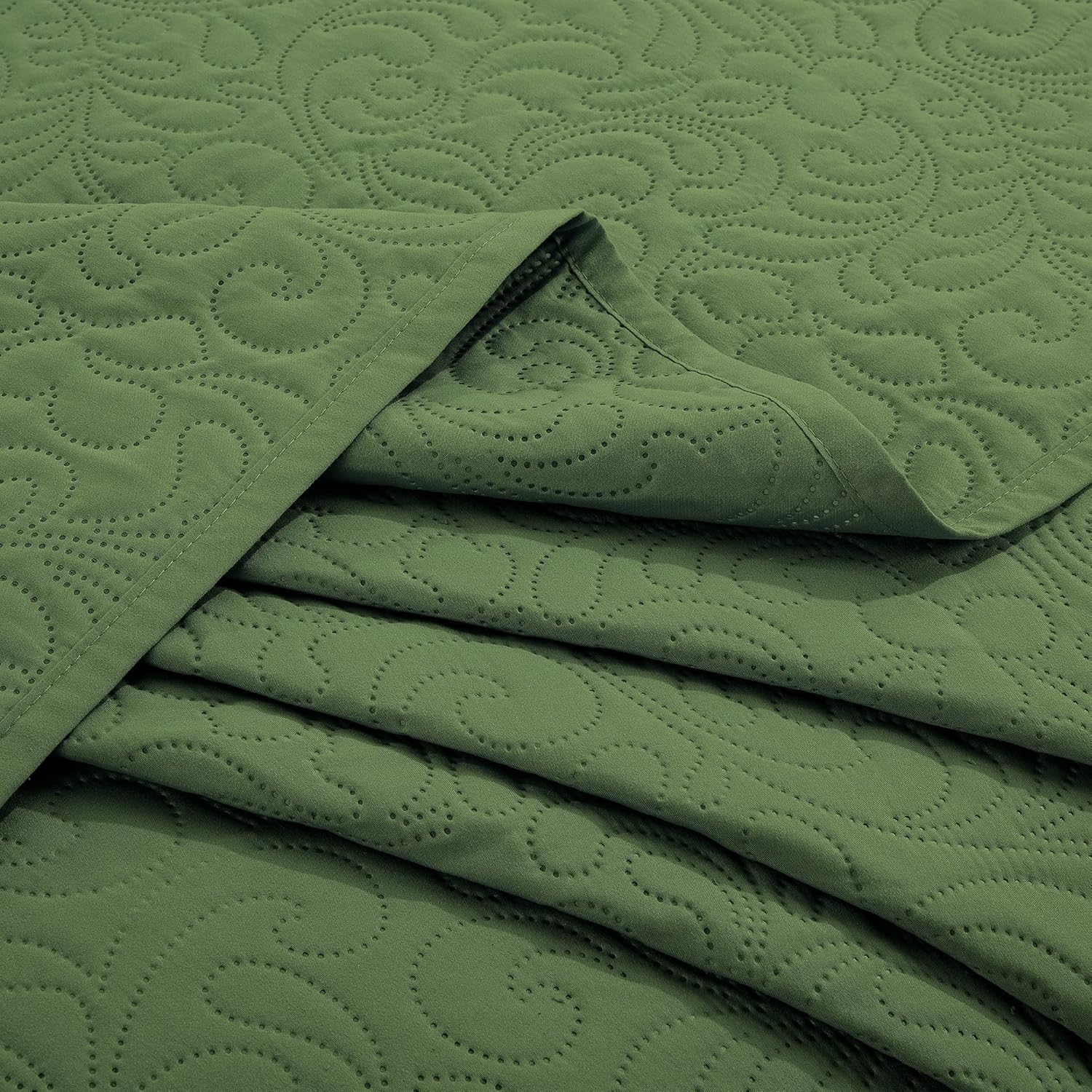 HOMBYS Alaska King 132x120 Bedspread Coverlet Set Olive Green