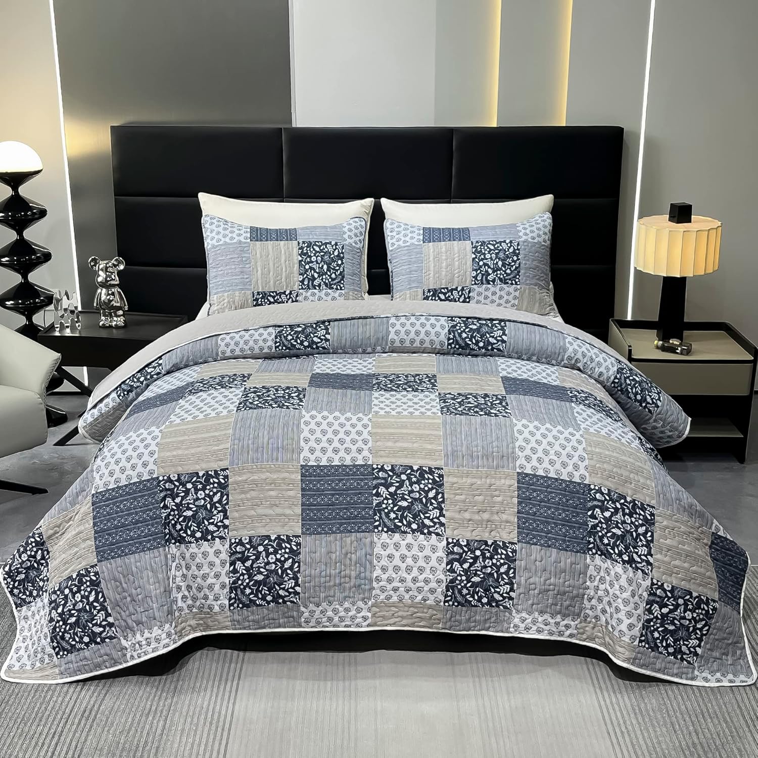 VIVILINEN Alaska King Quilt Set 3-Piece Reversible