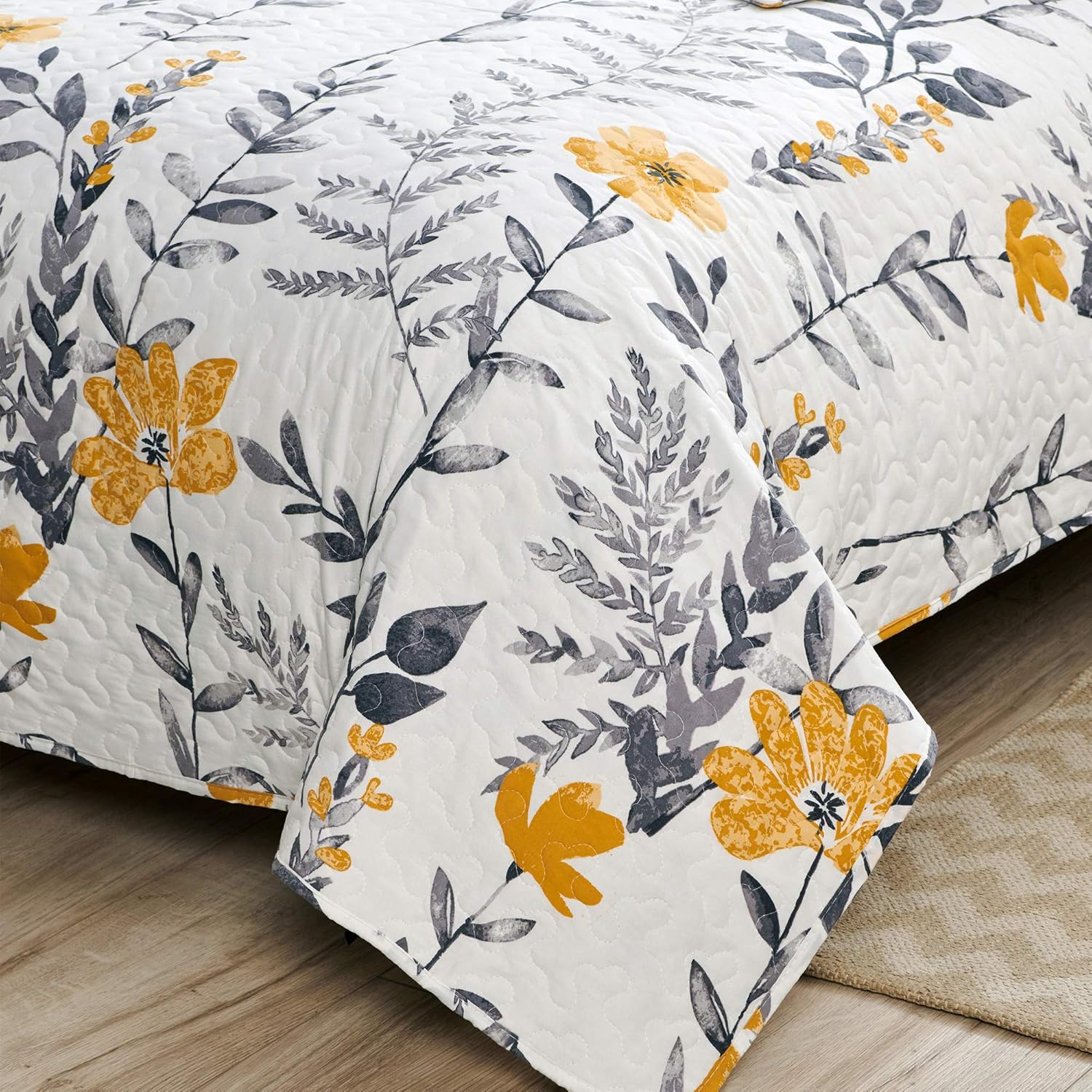 ARL HOME Floral Quilt Bedspread Set Queen Size