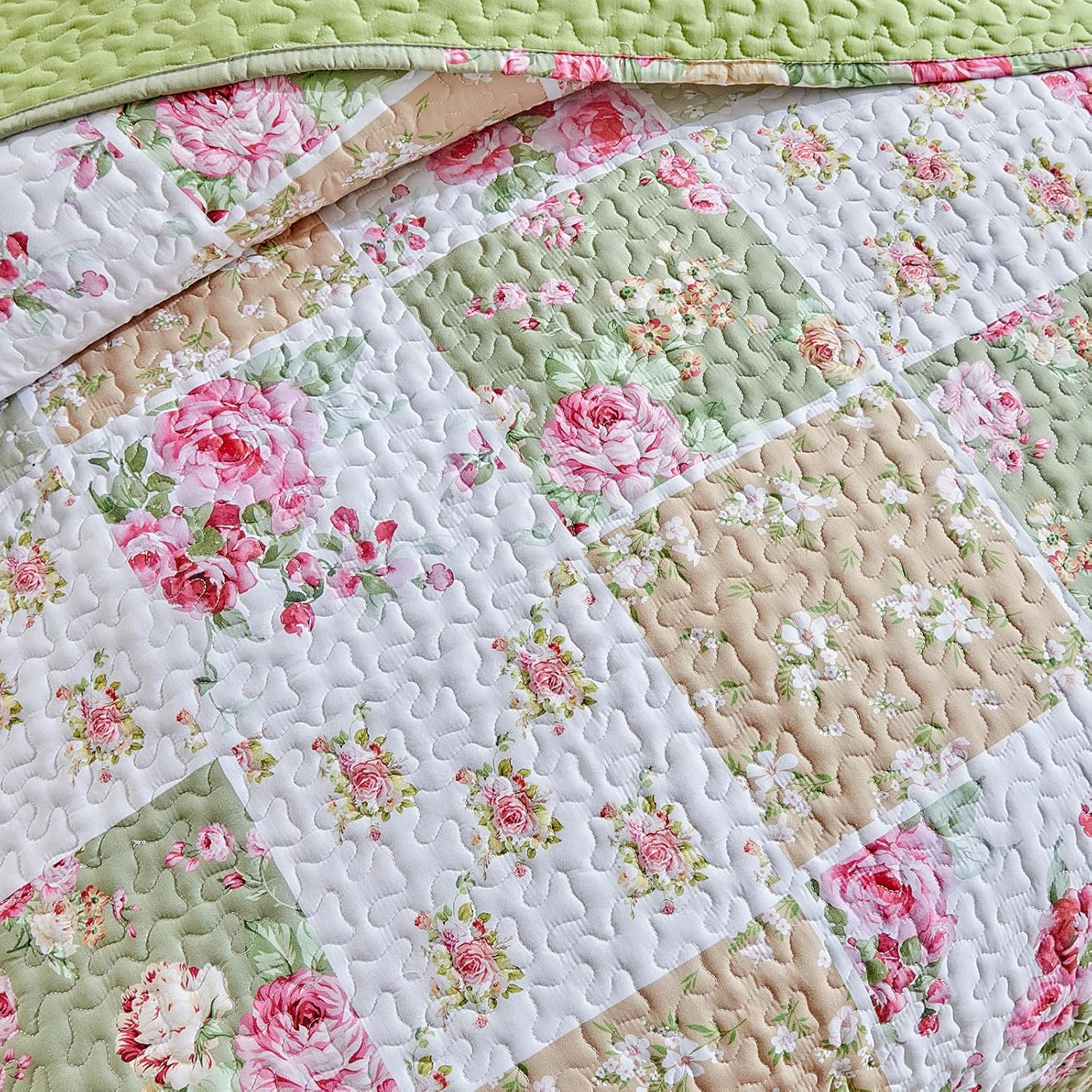 UOZZI Patchwork Quilt Set 3PC Queen Size Reversible