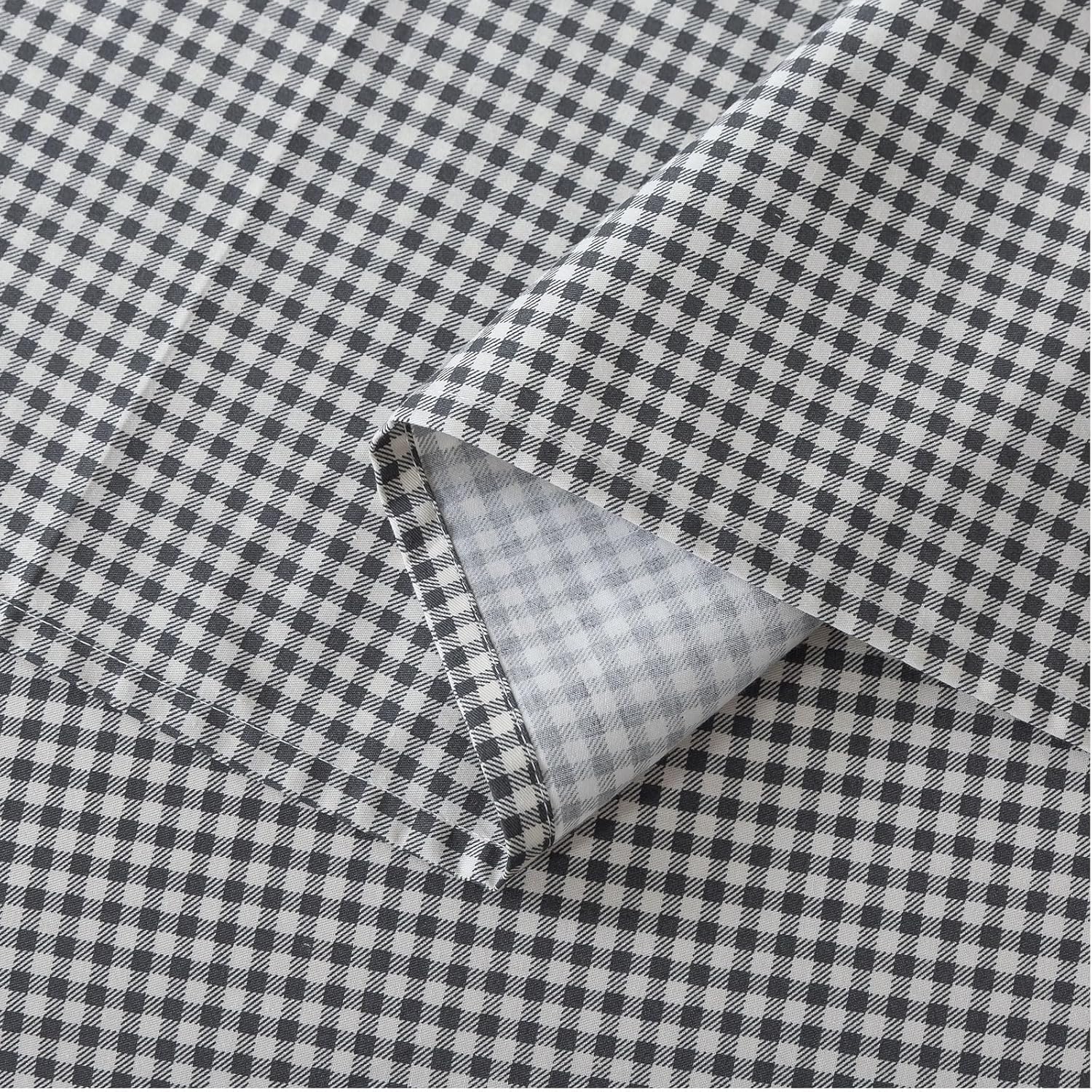 FADFAY Black Plaid Twin XL Deep Pocket Sheet Set with 2 Pillowcases