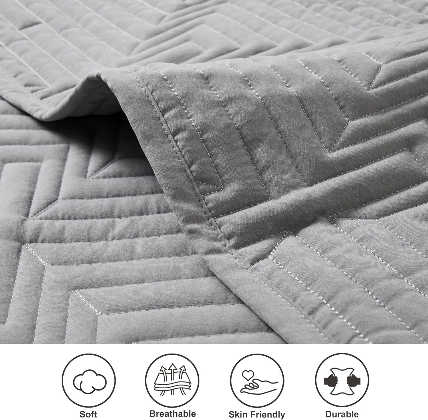 Oli Anderson Grey Queen Quilt Set with Pillow Shams