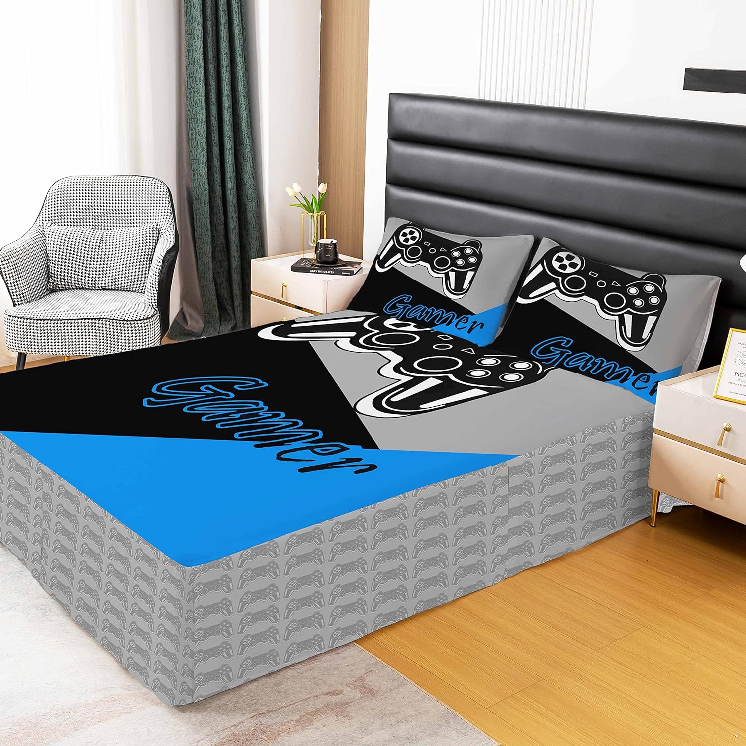Feelyou Gaming Bed Skirt with 15 Inch Drop