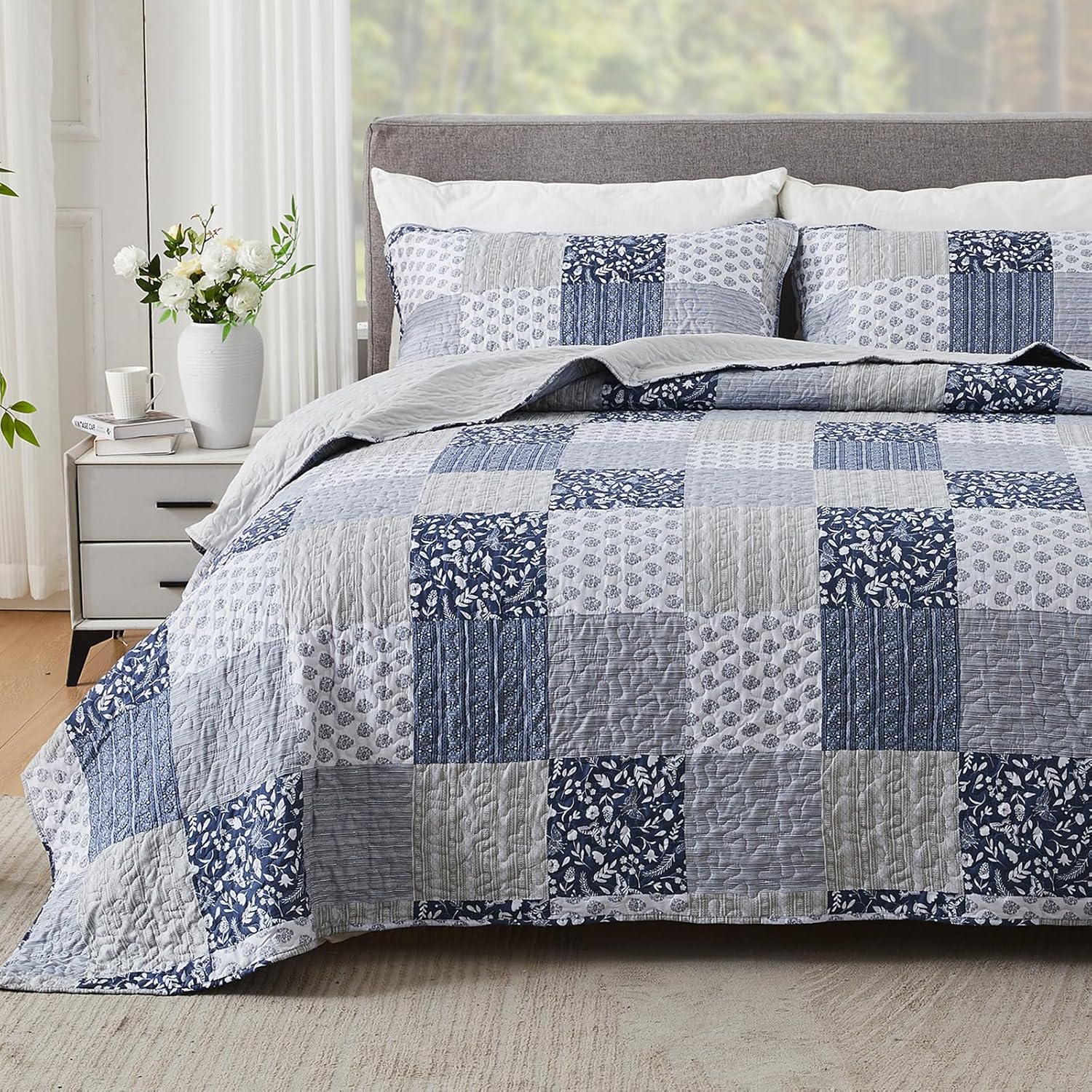 Cozyholy Alaska King Quilt Set 3 Pcs Reversible Patchwork