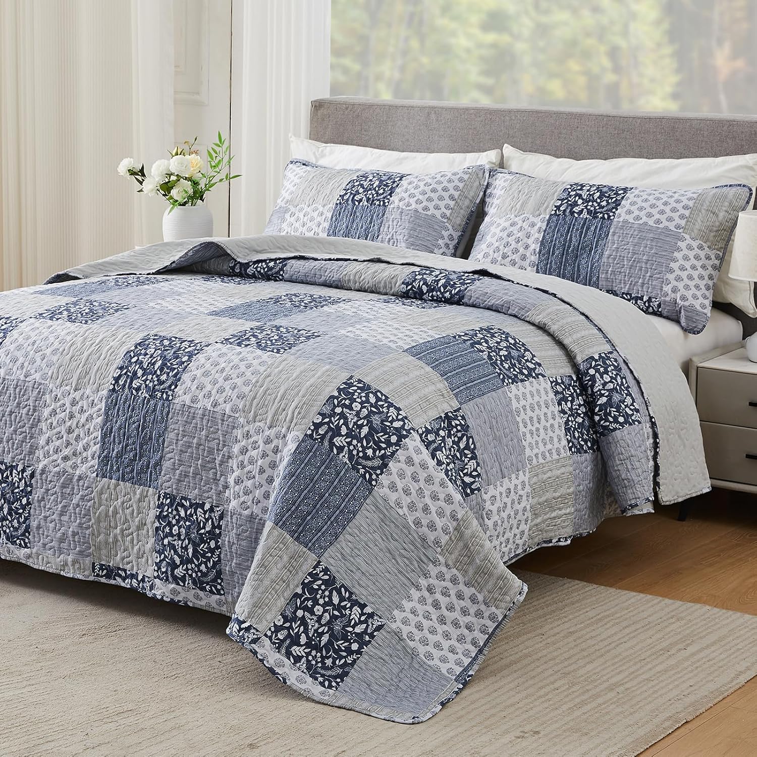 Cozyholy Alaska King Quilt Set 3 Pcs Reversible Patchwork