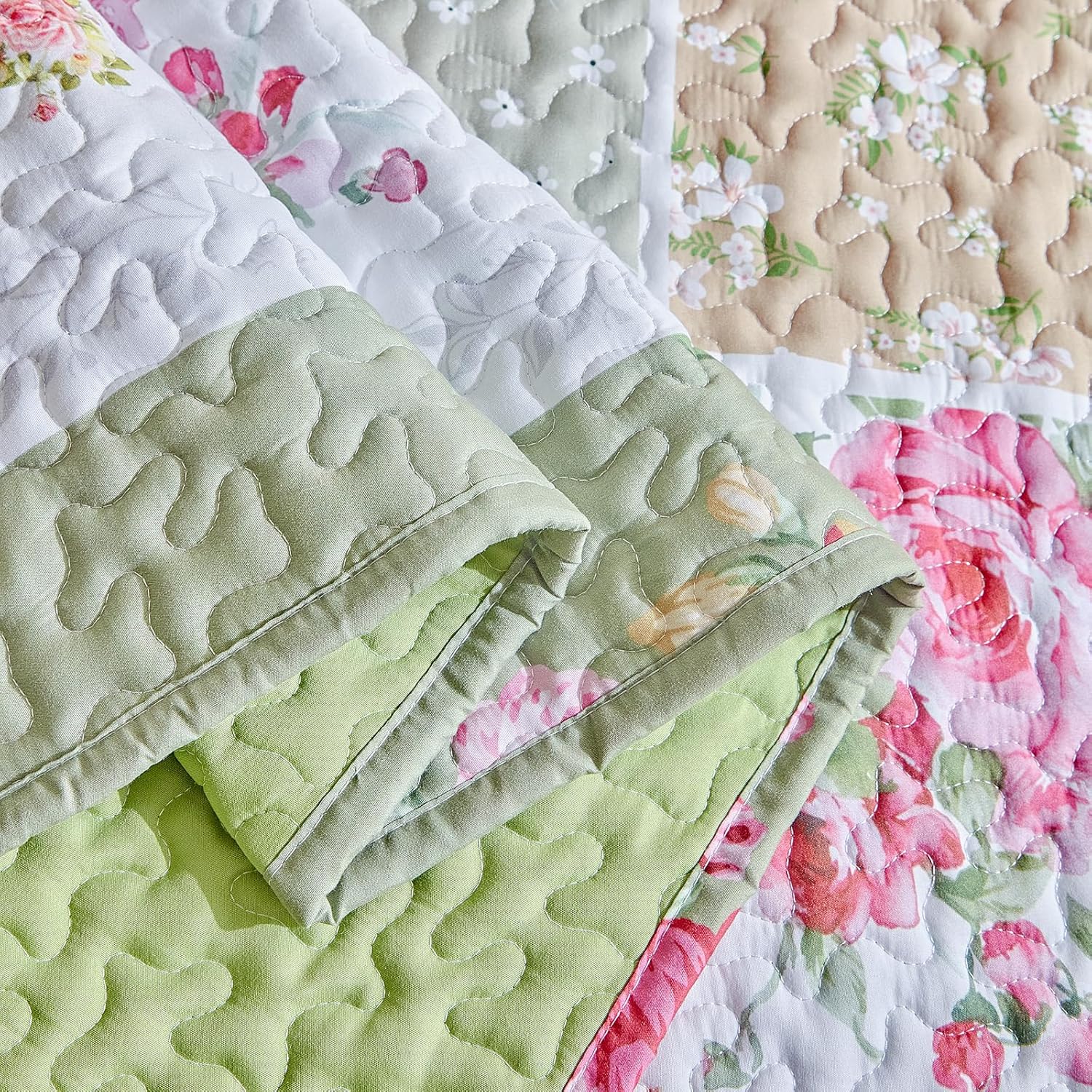 UOZZI Patchwork Quilt Set 3PC Queen Size Reversible