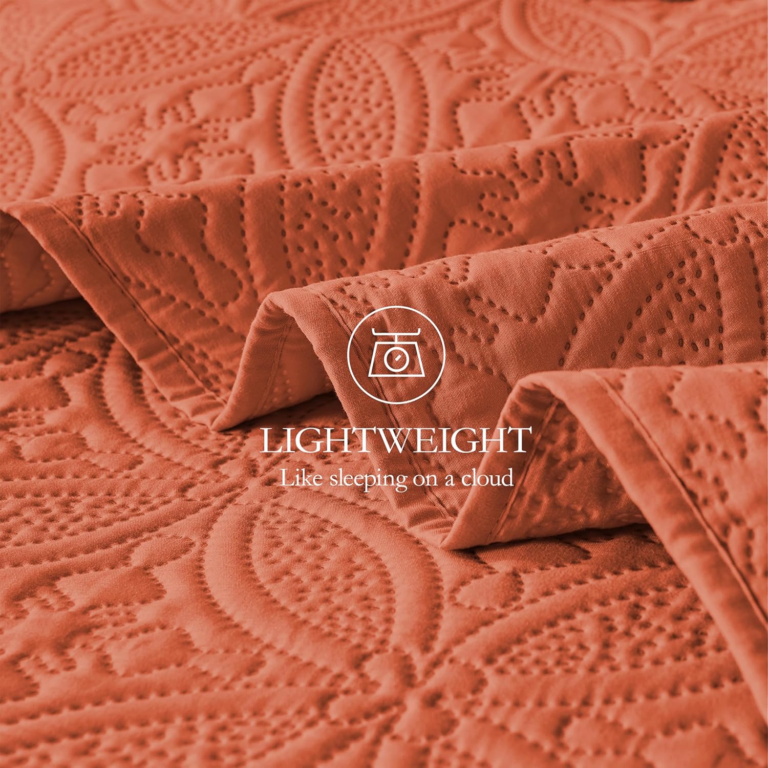 WURUIBO Quilt Set - Burnt Orange Microfiber