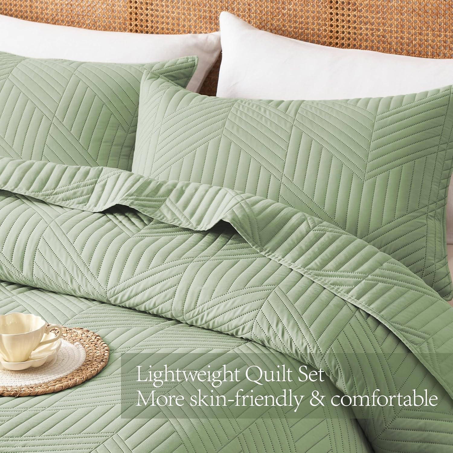 Davulos Queen Quilt Set Sage Green