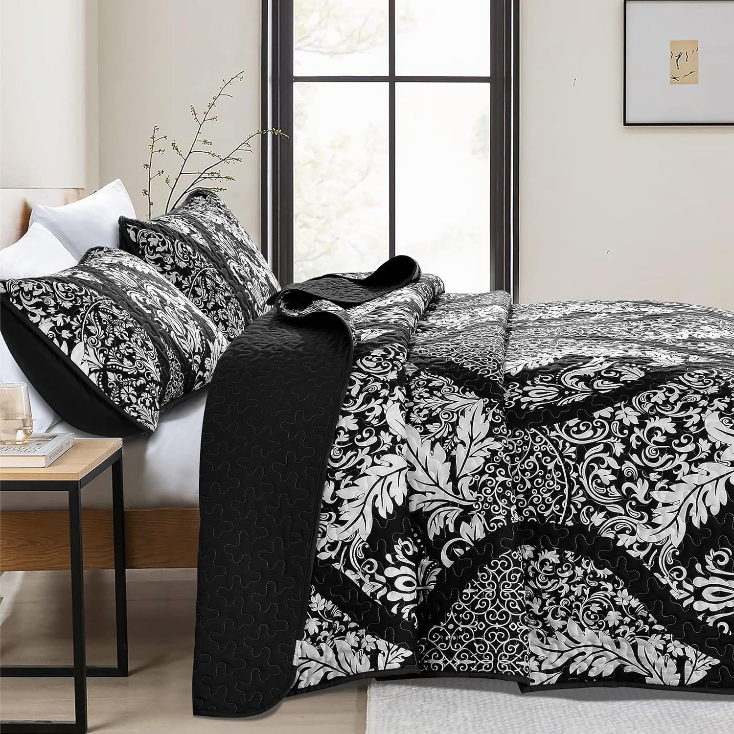 DJY Black Quilt Set King Size 3 Pieces 1
