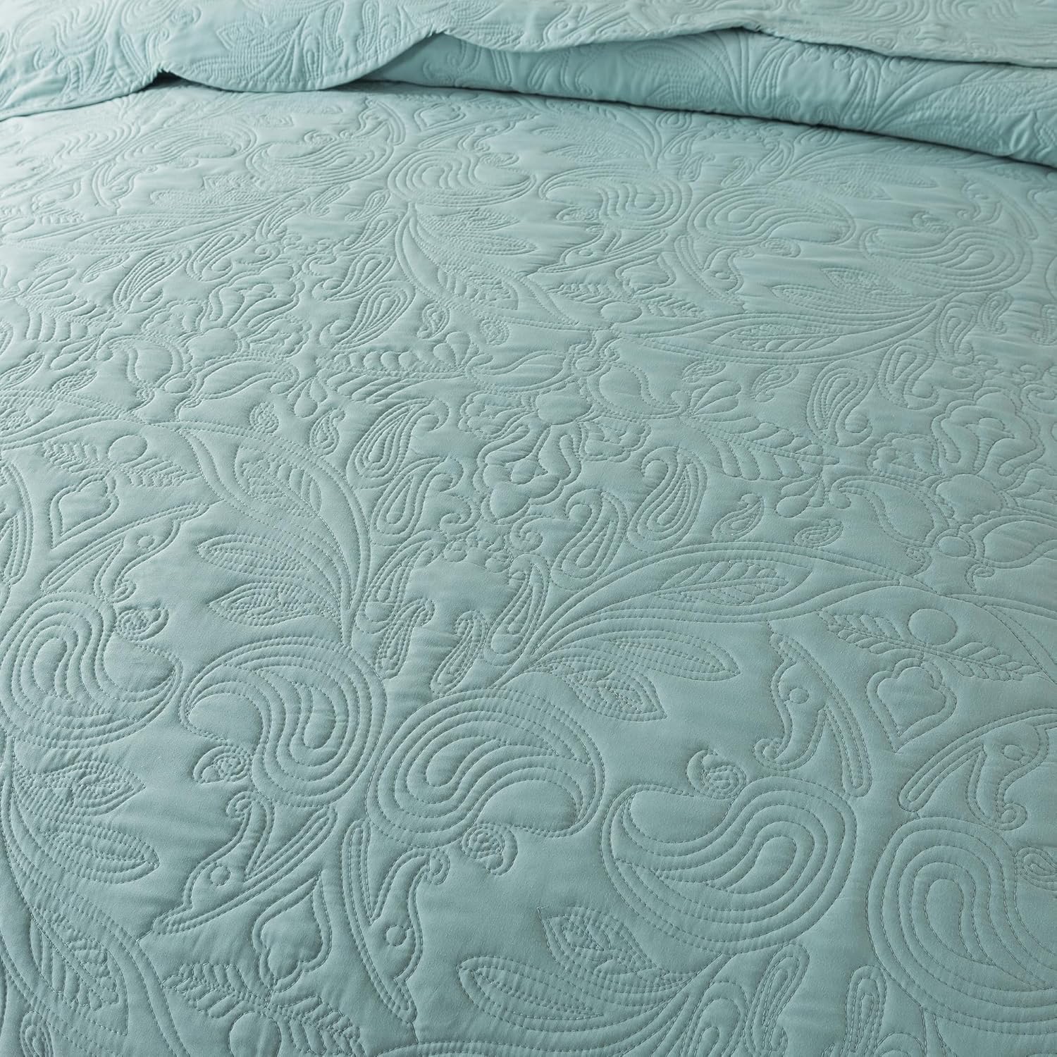 HoneiLife King Quilt Bedding Set - 3 Pieces Silt Green Microfiber Quilt