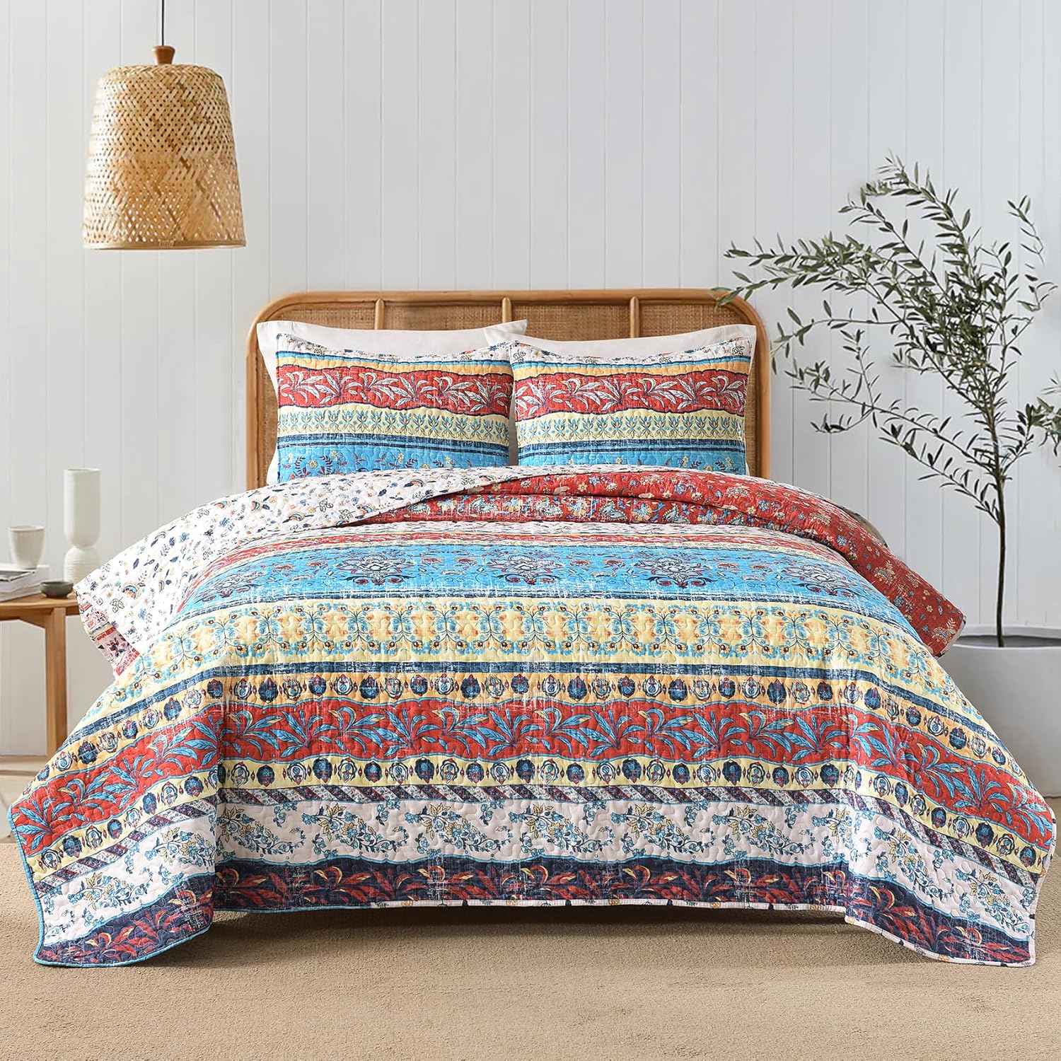 HORIMOTE HOME Boho Style Queen Quilt Set 1