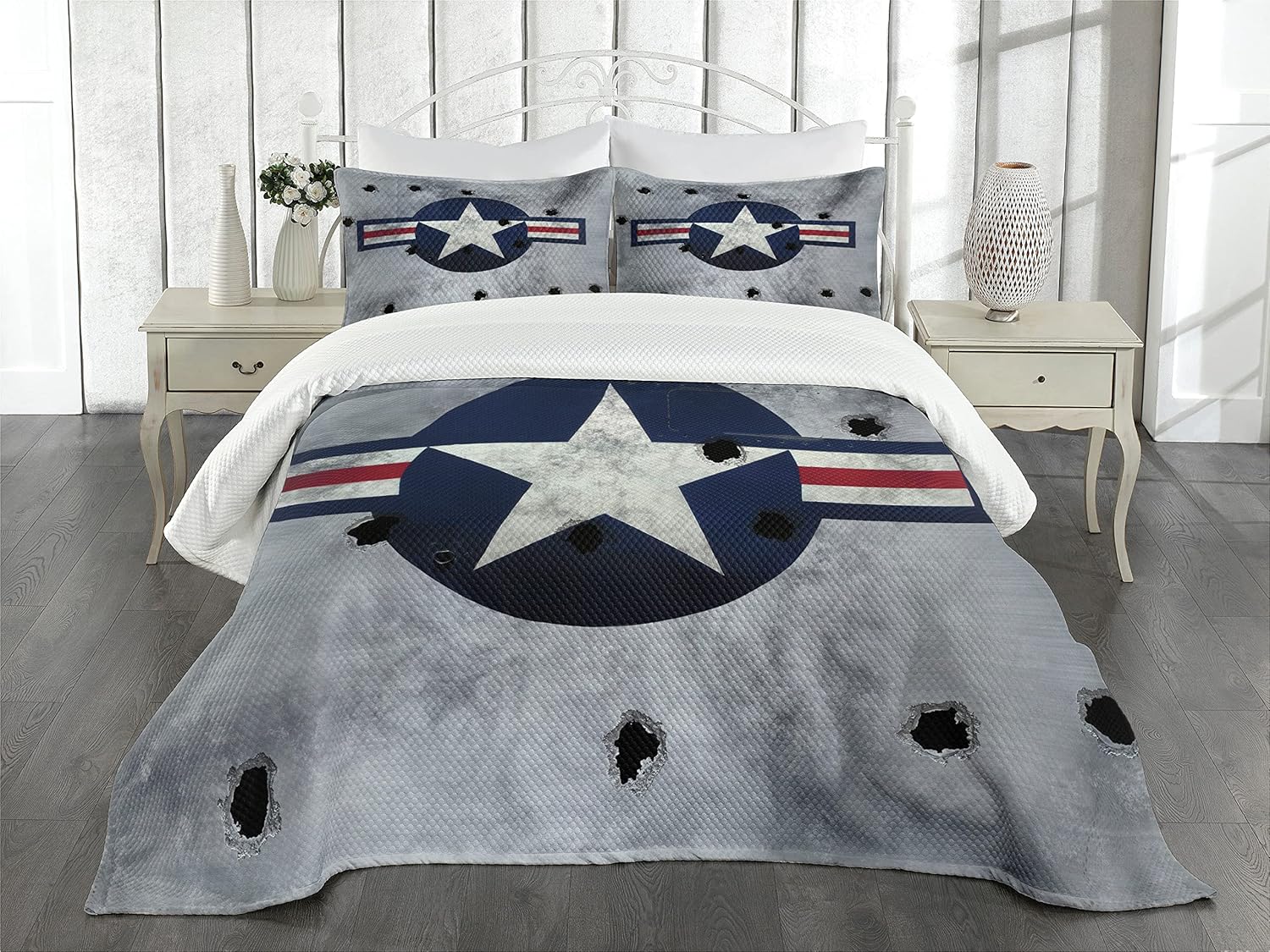 Ambesonne Queen Bedspread Set with Grunge Effect 1