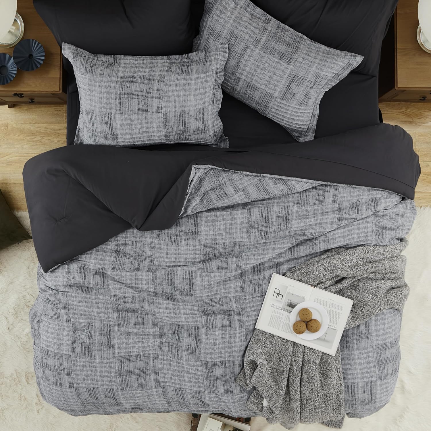 MaiRve Charcoal Grey Cal King Comforter Set