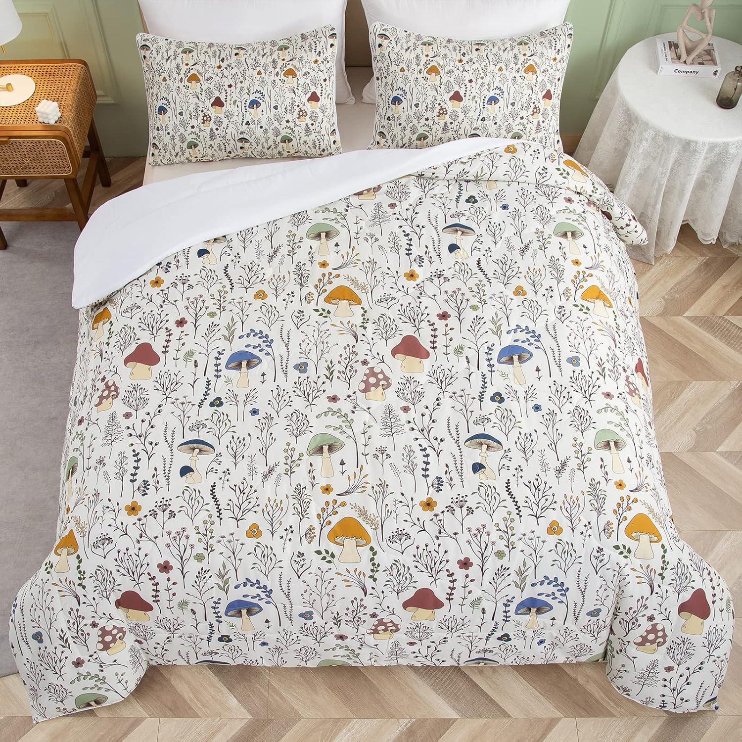 SOULZZZ Mushroom Comforter Set 3 Piece Cream 1