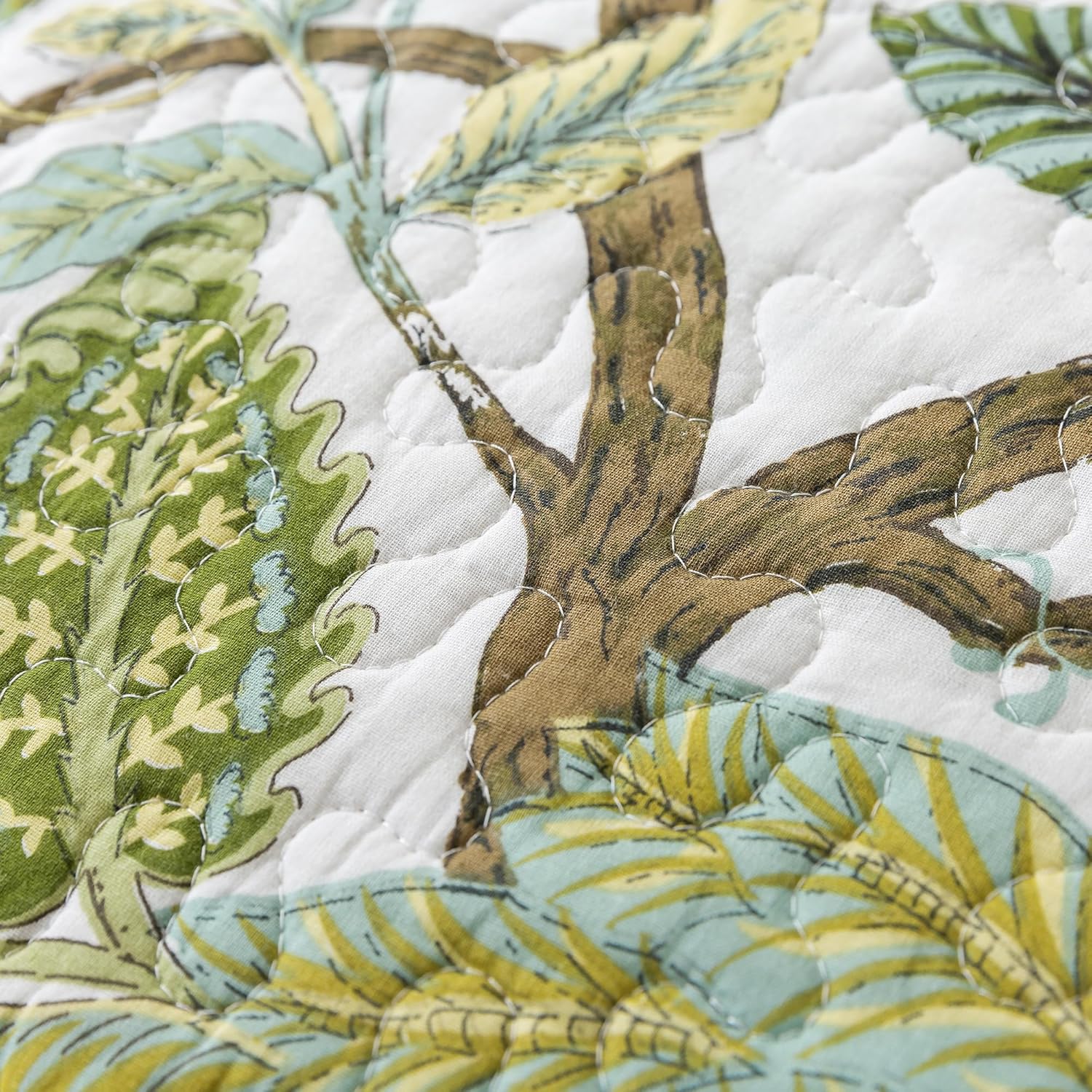 NEWLAKE Reversible Cotton Quilt Set - Floral Vine Pattern King Size