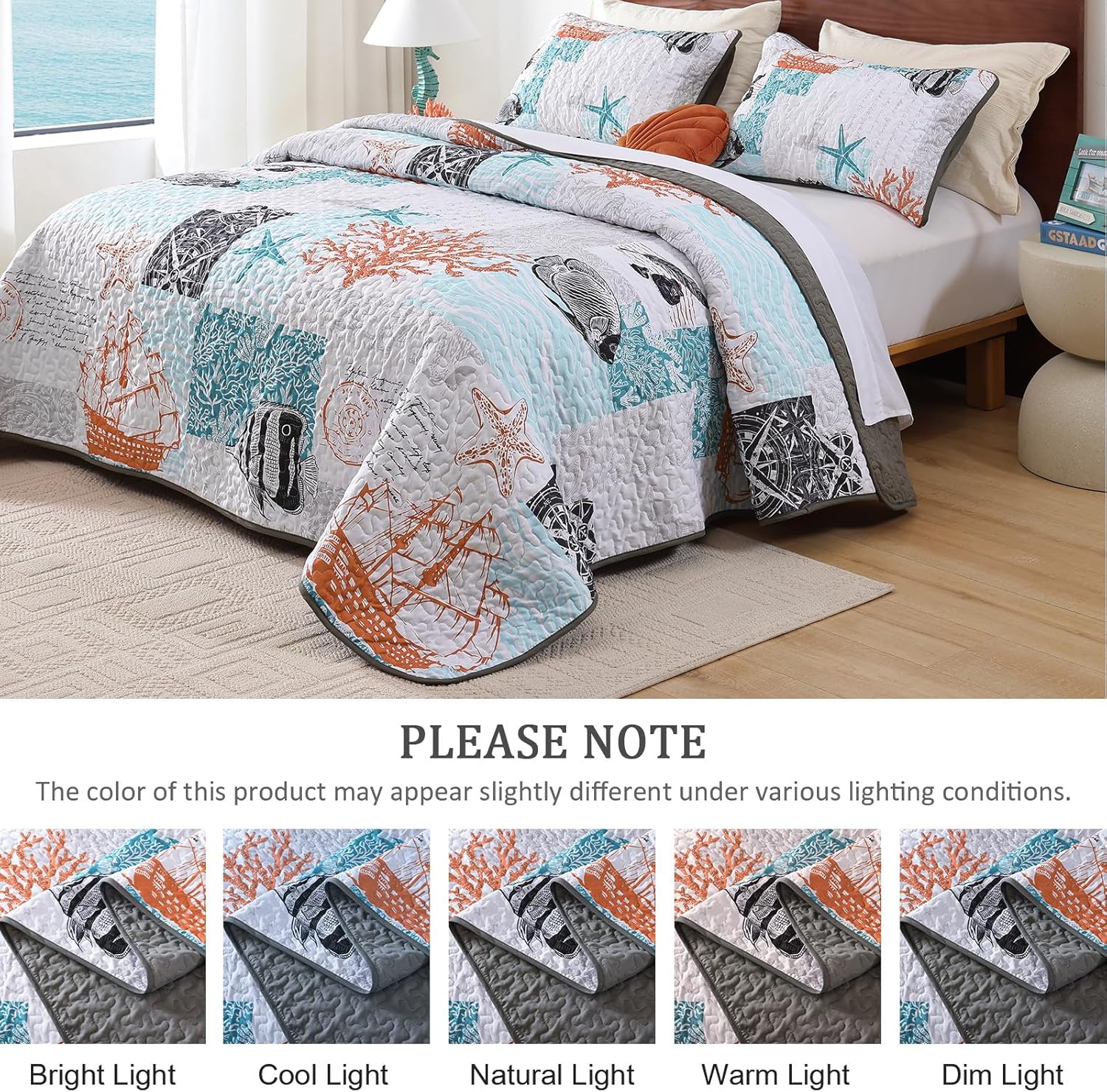 Djoymock Coastal King Quilt Set 3 Piece