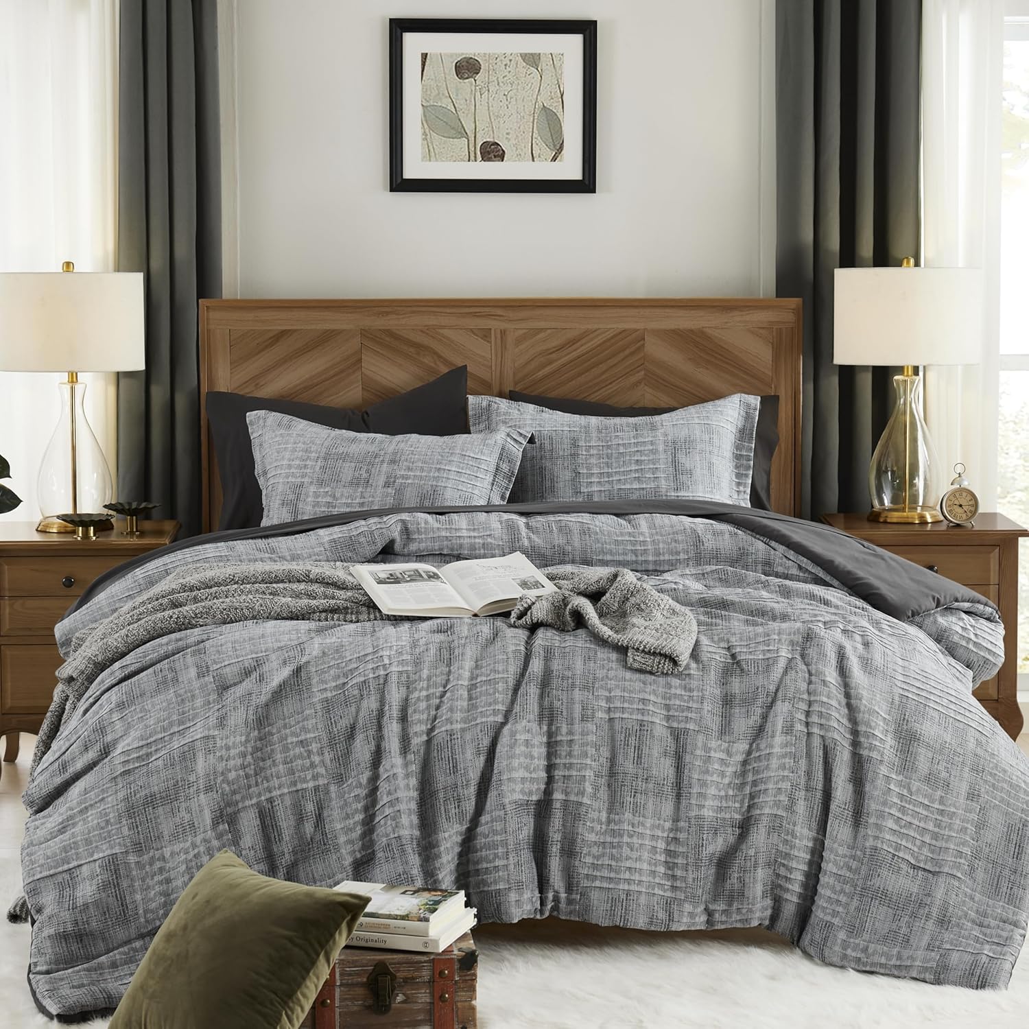 MaiRve Charcoal Grey Cal King Comforter Set