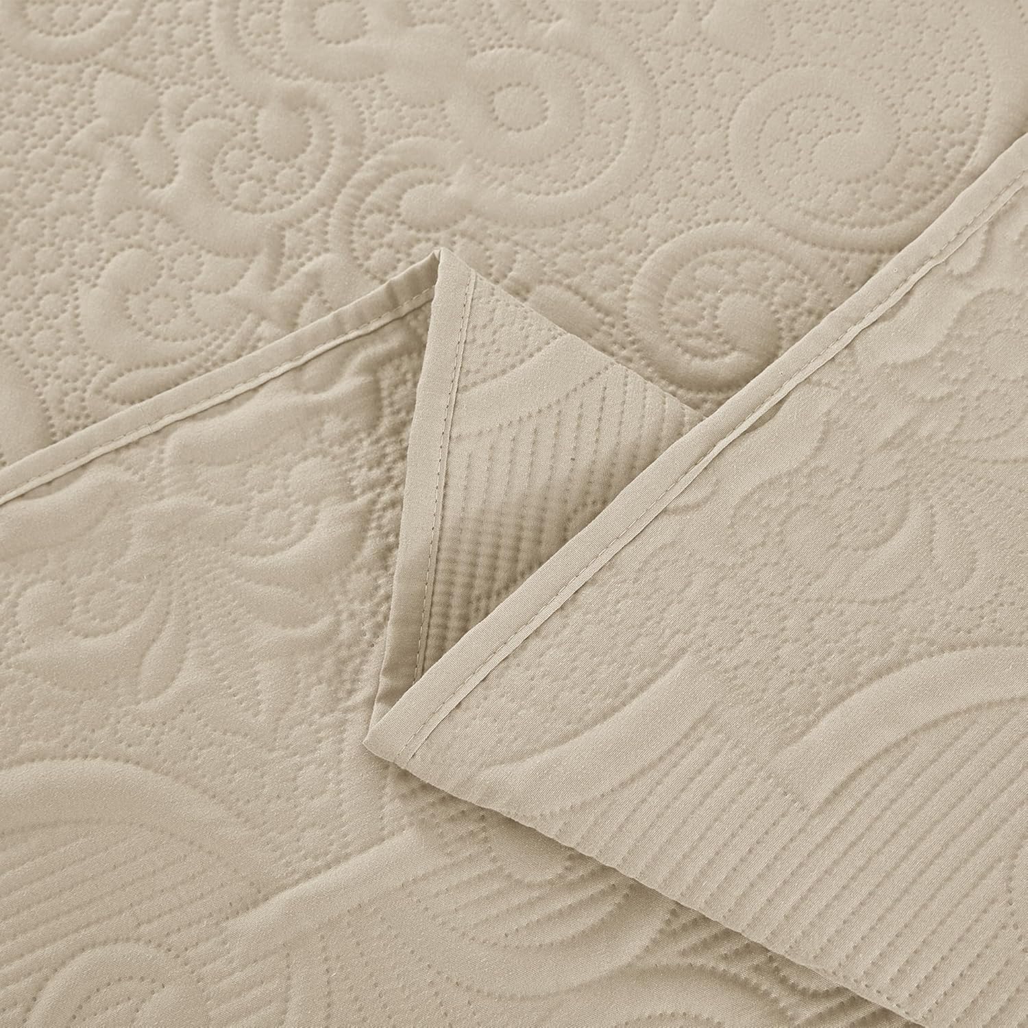 CHIXIN California King Quilt Set - Damask Paisley Coverlet with Ultrasonic Quilting