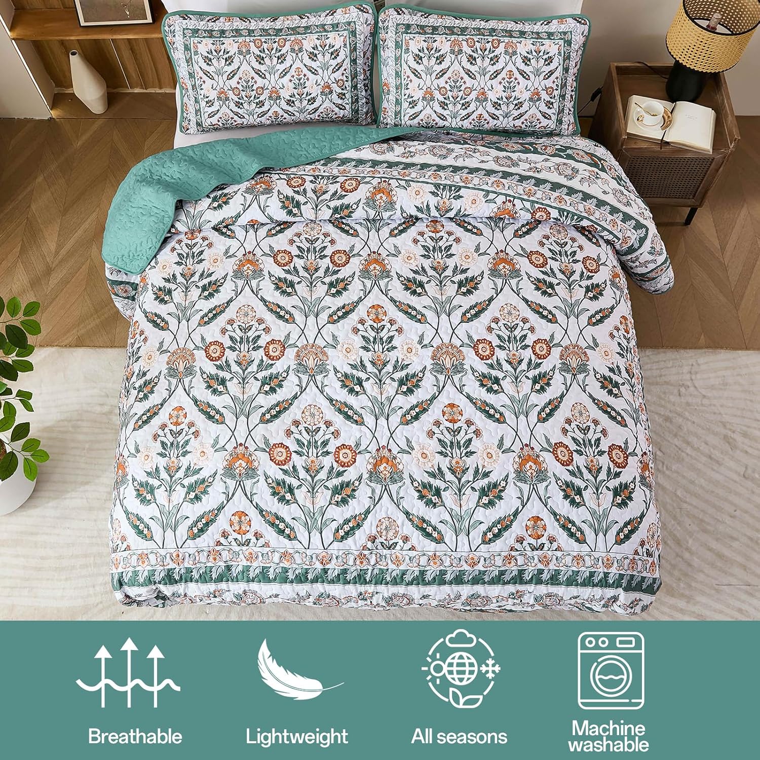 DJY King Size Quilt Set with 2 Pillowcases 1