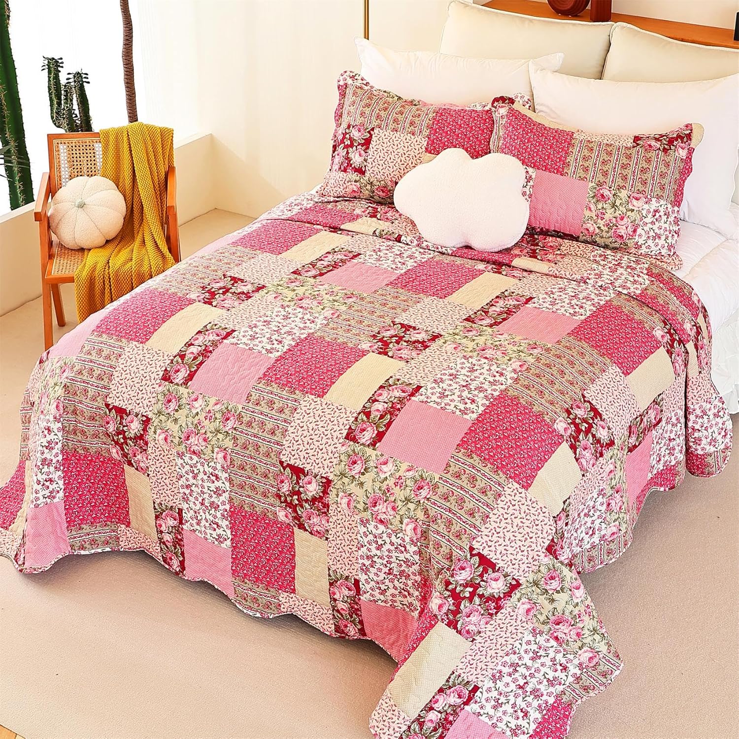 Cmfshape Summer Floral Oversize King Quilt Set