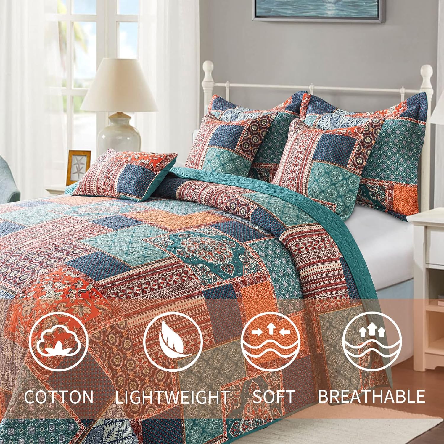 VAPUTAR King Size Quilt Bedding Set 3 Pieces