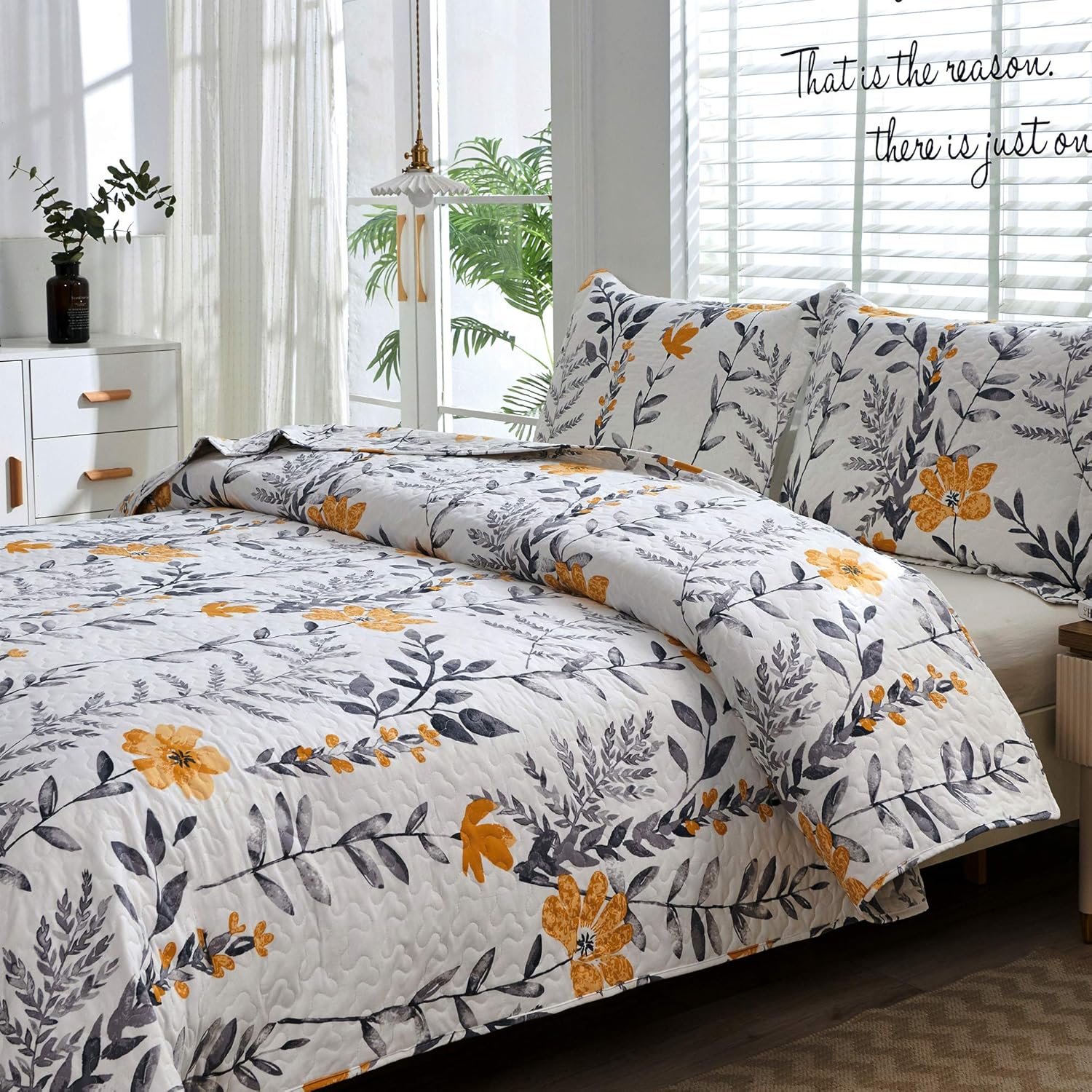 ARL HOME Floral Quilt Bedspread Set Queen Size