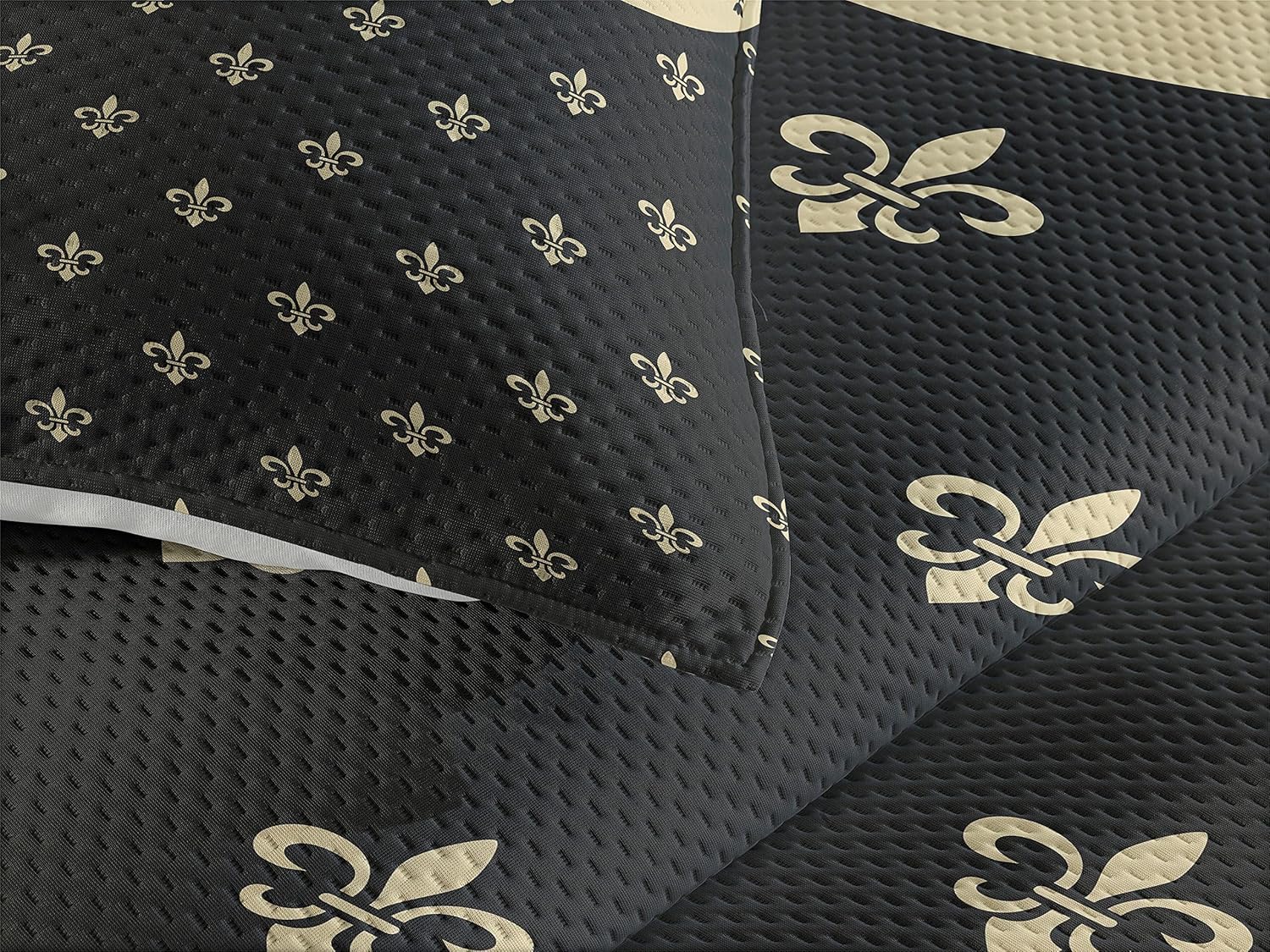 Lunarable French Coverlet Set King Size Black Yellow