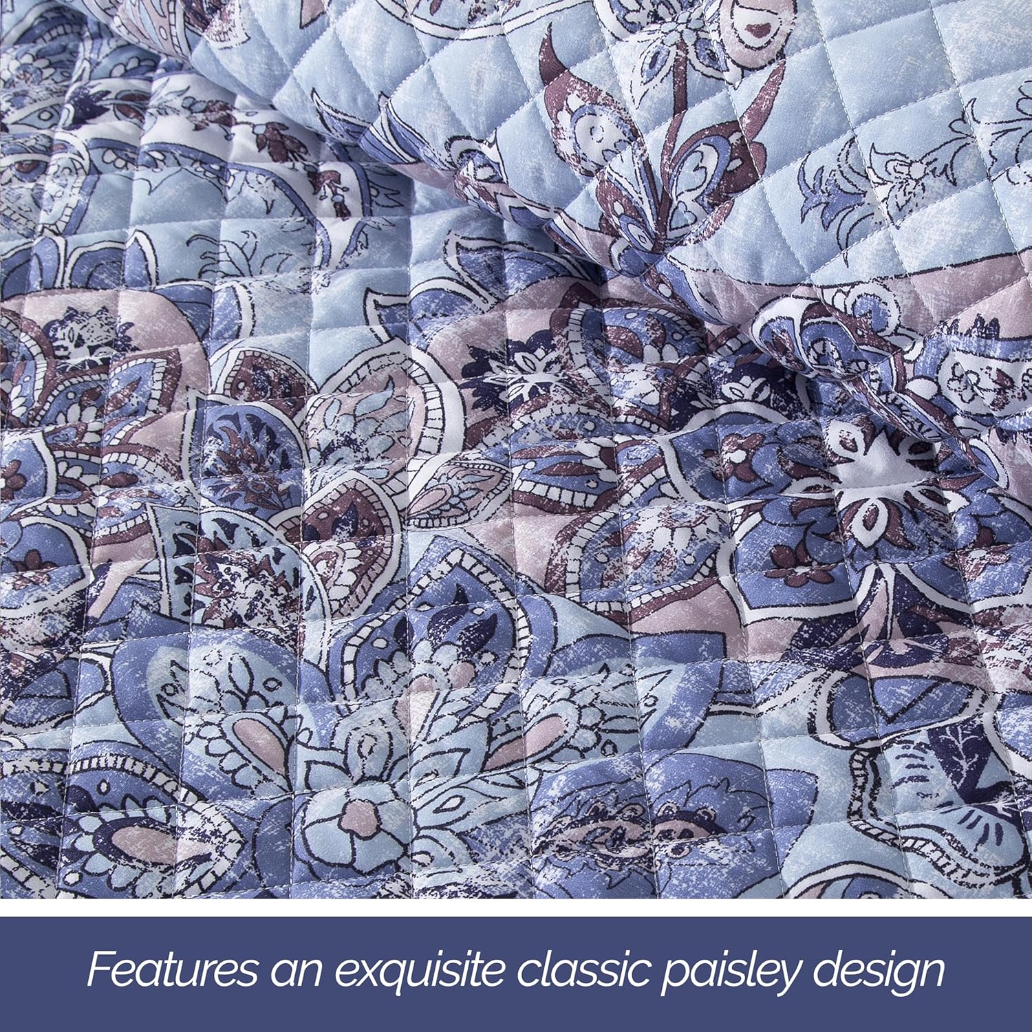 Elegant Comfort 3-Piece Reversible Floral Paisley Bedspread Set