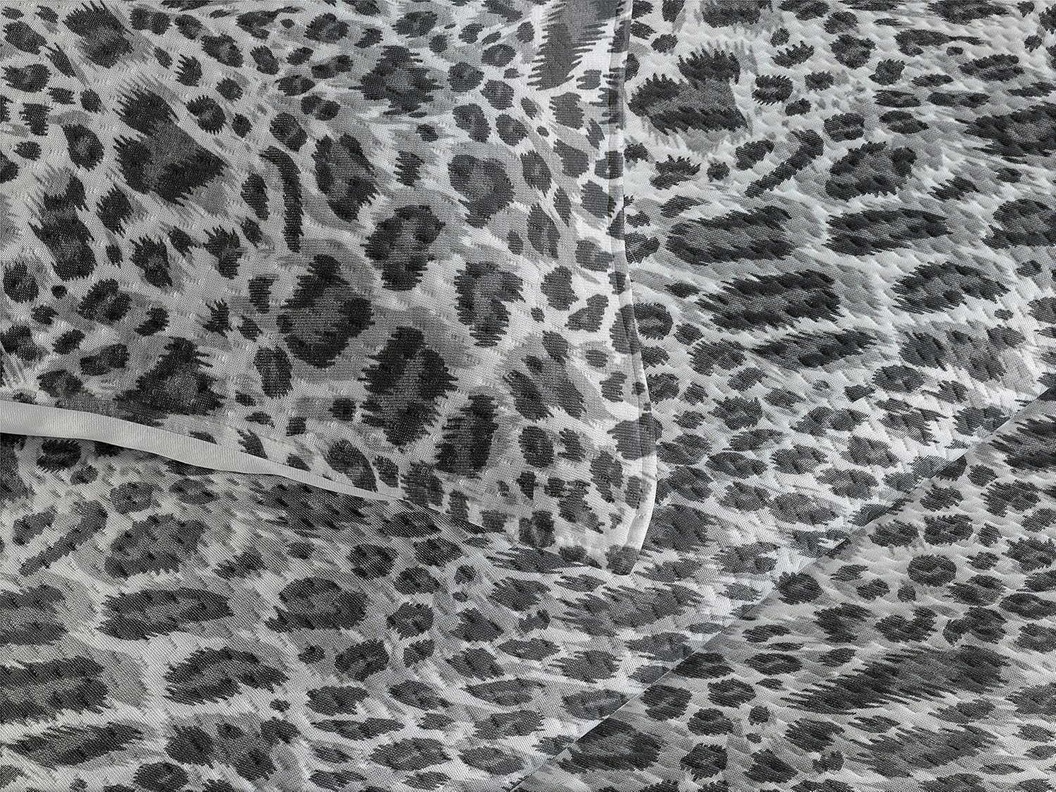 Ambesonne Leopard Print Bedspread Set King Size Black and Grey