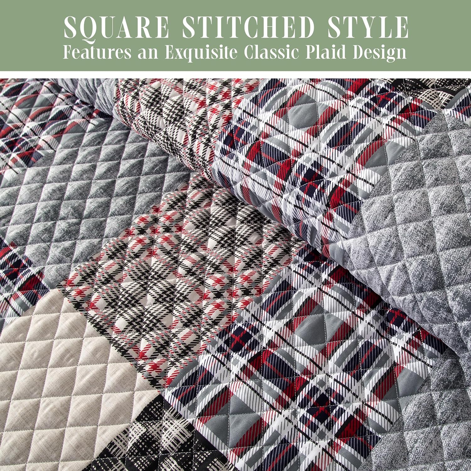 Elegant Comfort 3-Piece Plaid Reversible Quilt Set - King Brown