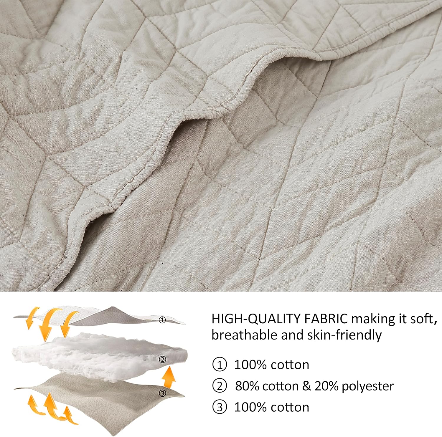 Palassio Beige Quilt Set Cal King Size with Pillow Shams